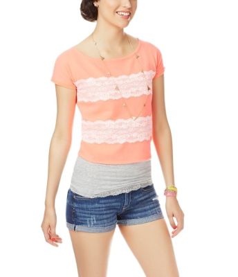 Lace Stripe Zip-Back Sweatshirt