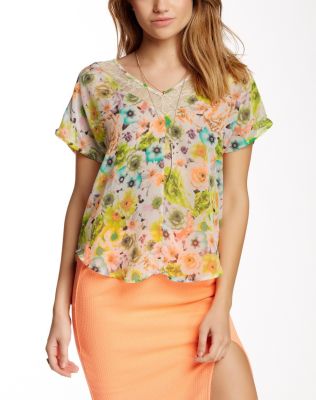 Lace Trim V-Neck Tee