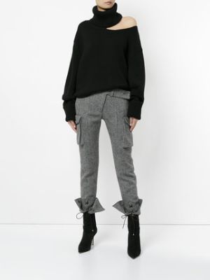 laced cuffs belt detailed trousers