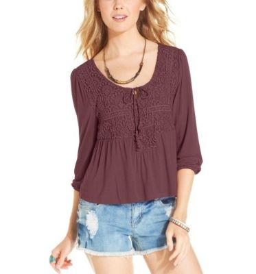 Lace-Panel Peasant Top