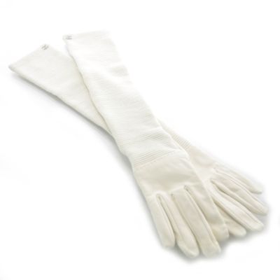 Lambskin Wool Long Gloves Size 7 White
