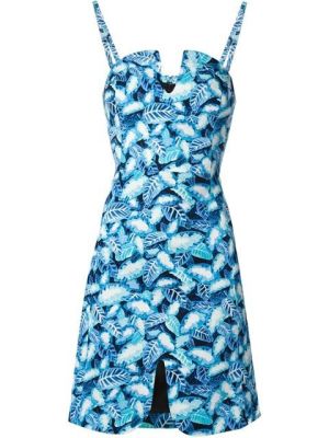leaf print fitted dress