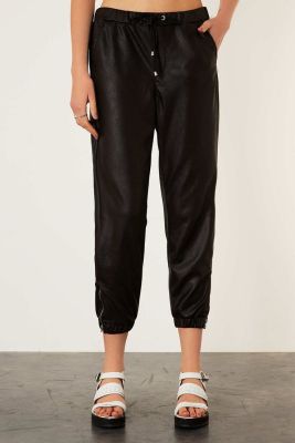 Leather Coated Look Joggers
