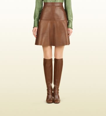 leather flared skirt