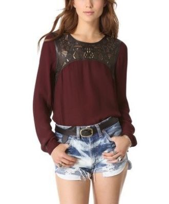Leather Yoke Blouse