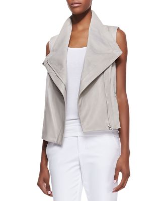 Leather/Knit Asymmetric Vest