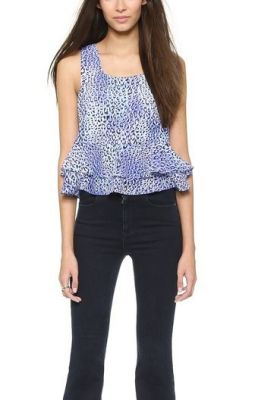 Leo Fever Print Ruffle Crop Top