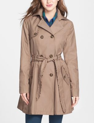 Leopard Piped Trench Coat