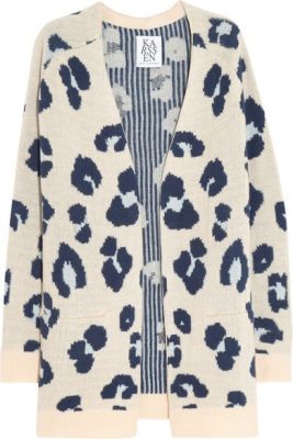 Leopard-Intarsia Cashmere Cardigan