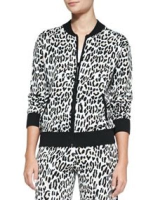 Leopard-Print Jacquard Jacket