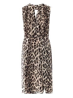 Leopard-print sleeveless satin dress