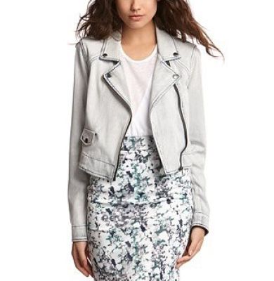 Light-Wash Denim Moto Jacket 