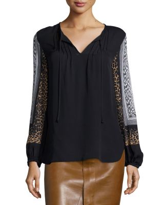 Lilly Silk Mixed-Print Blouse