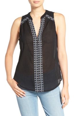 'Lina' Embroidered Cotton Tank