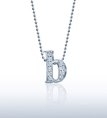 Little Letter B in 14kt White Gold with Diamonds