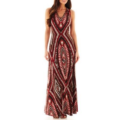 London Style Collection Sleeveless V-neck Maxi Dress
