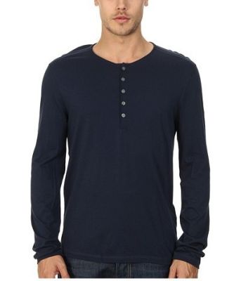 Long Sleeve Henley Knit w/ Shoulder Seam Details