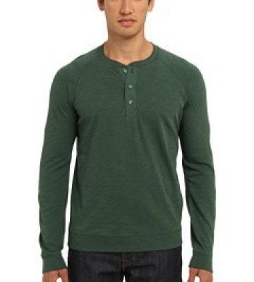 Long Sleeve Henley with Woven Placket Top