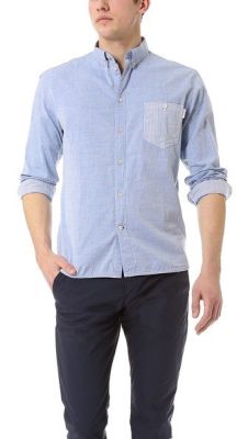 Long Sleeve Tailored Shirt with Contrast Pocket