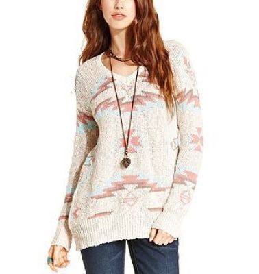 Long-Sleeve Graphic-Knit Sweater