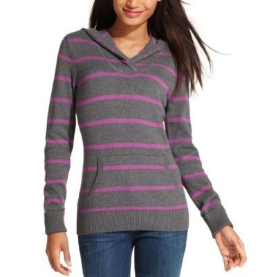 Long-Sleeve Hooded Striped Sweater