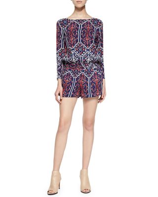 Long-Sleeve Jumpsuit W/ Flora Vista Print