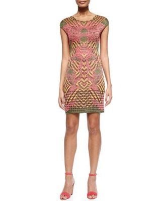 Lurex Placed Print Dress