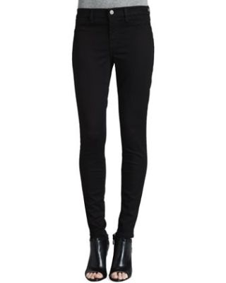 Luxe Sateen Skinny Jeans, Black