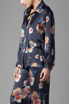 Luxury Floral Silk Pajama Shirt