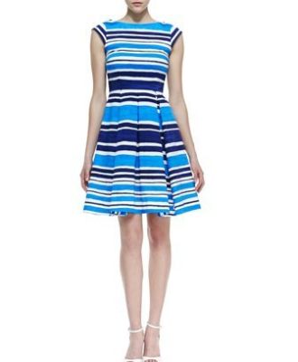 Mariella Fit and Flare Striped Dress