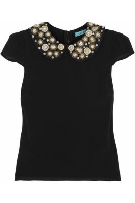 Mary Embellished Stretch-Silk Top