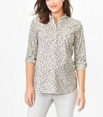 Maternity Fitted Boyfriend Floral Popover Shirt
