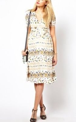 Maternity Midi Dress In Vintage Floral Print