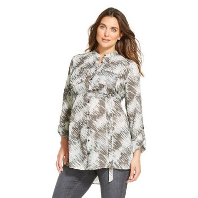 Maternity Printed Button-down Tunic