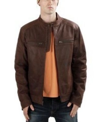 Men's Vintage Brown Italian Lambskin Moto Racer Leather Jacket