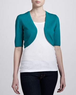 Merino Half-Sleeve Shrug in Turquoise