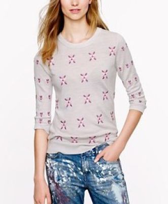 Merino Tippi Sweater in Embroidered Flowers