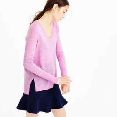 Merino wool V-neck tunic sweater