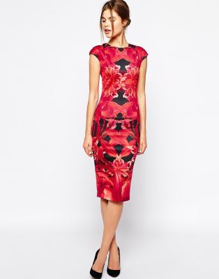 Midi Dress in Jungle Orchid Print