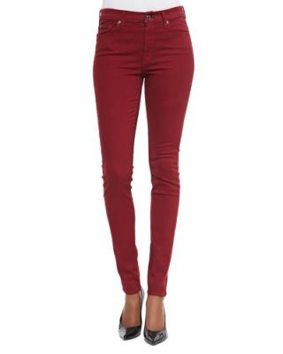Mid-Rise Skinny Jeans, Cranberry