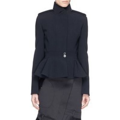 Military wool crepe peplum jacket