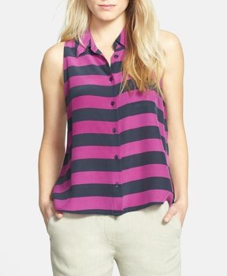 'Mina' Stripe Silk Top