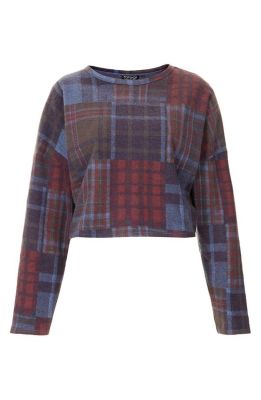 Mixed Plaid Crop Sweater