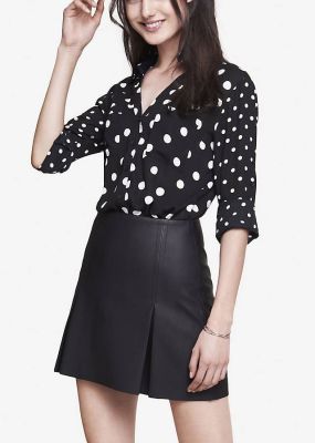 Mixed Polka Dot Convertible Sleeve Portofino Shirt in Orange