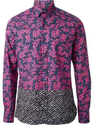 mixed print slim fit shirt