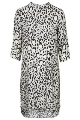 Monochrome Animal Print High Neck Dress