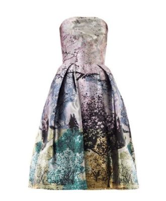 Multicolor Nevis Dijon Treeprint Strapless Dress