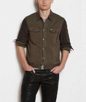 Muscle Fit Contrast Sleeve Jean Blazer