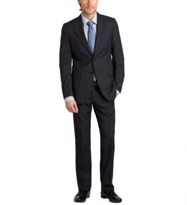 navy tonal stripe wool two-button suit