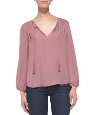 Odelette Tassel-Tie Silk Blouse